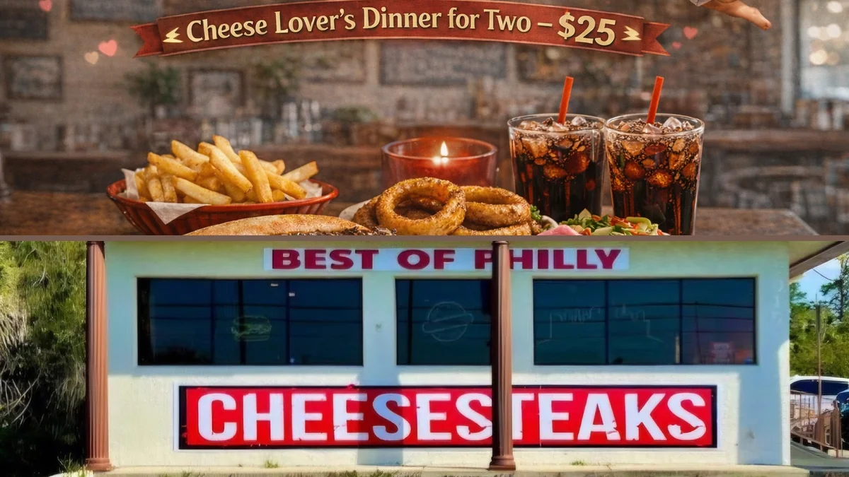 Takeout trays beside fries and sandwiches.